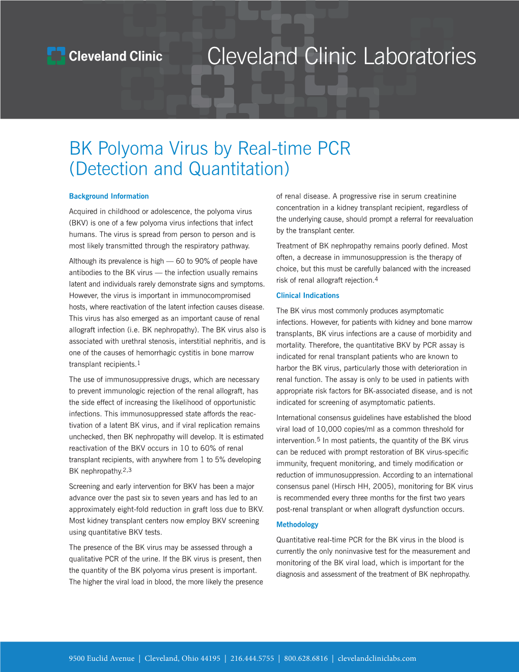BK Polyoma Virus by Real-Time PCR (Detection and Quantitation)