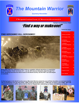 The Mountain Warrior Quarterly Newsletter