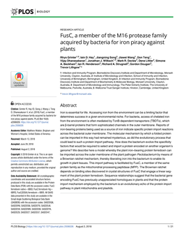 Fusc, a Member of the M16 Protease Family Acquired by Bacteria for Iron Piracy Against Plants