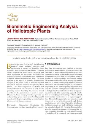 Biomimetic Engineering Analysis of Heliotropic Plants 36