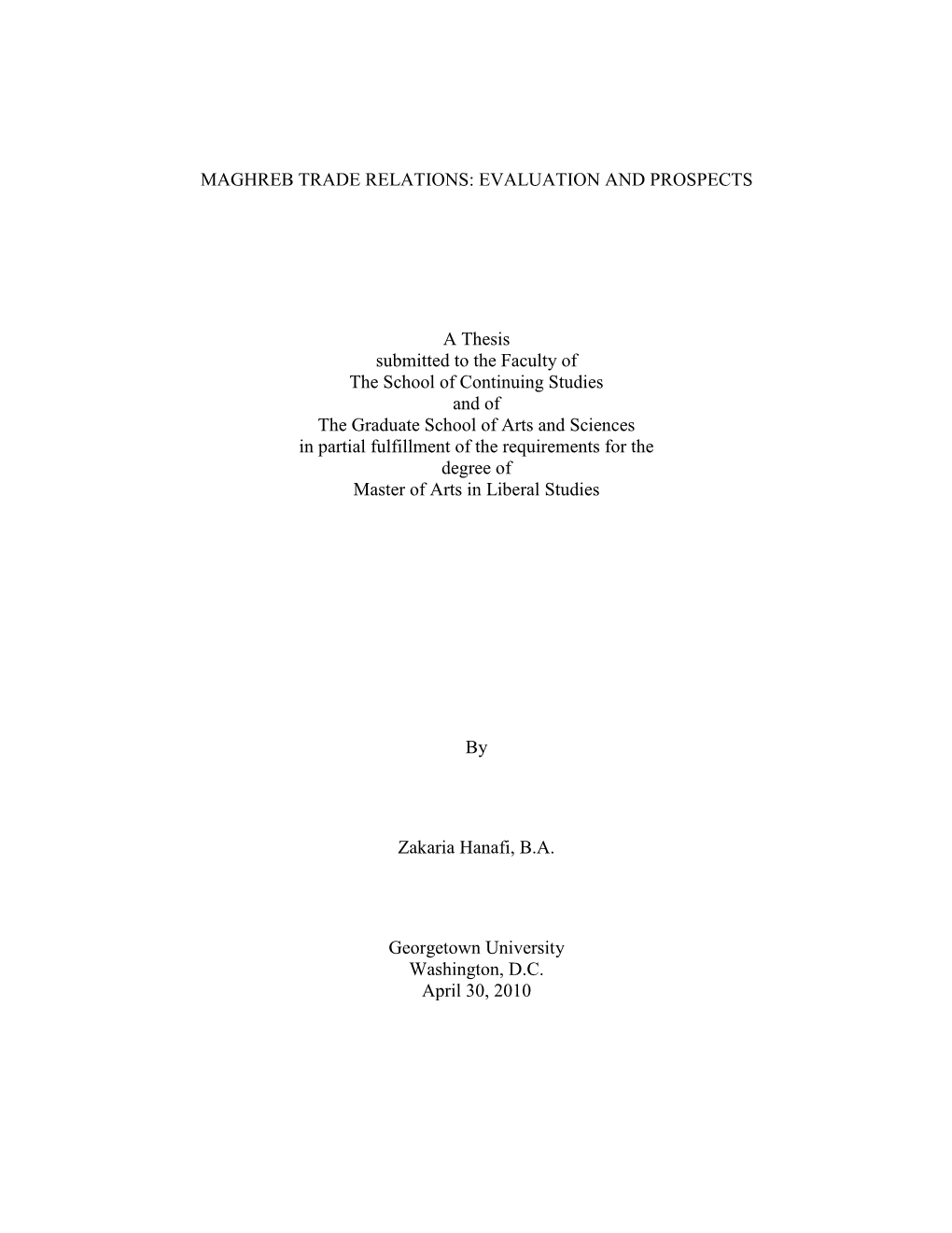 Maghreb Trade Relations: Evaluation and Prospects