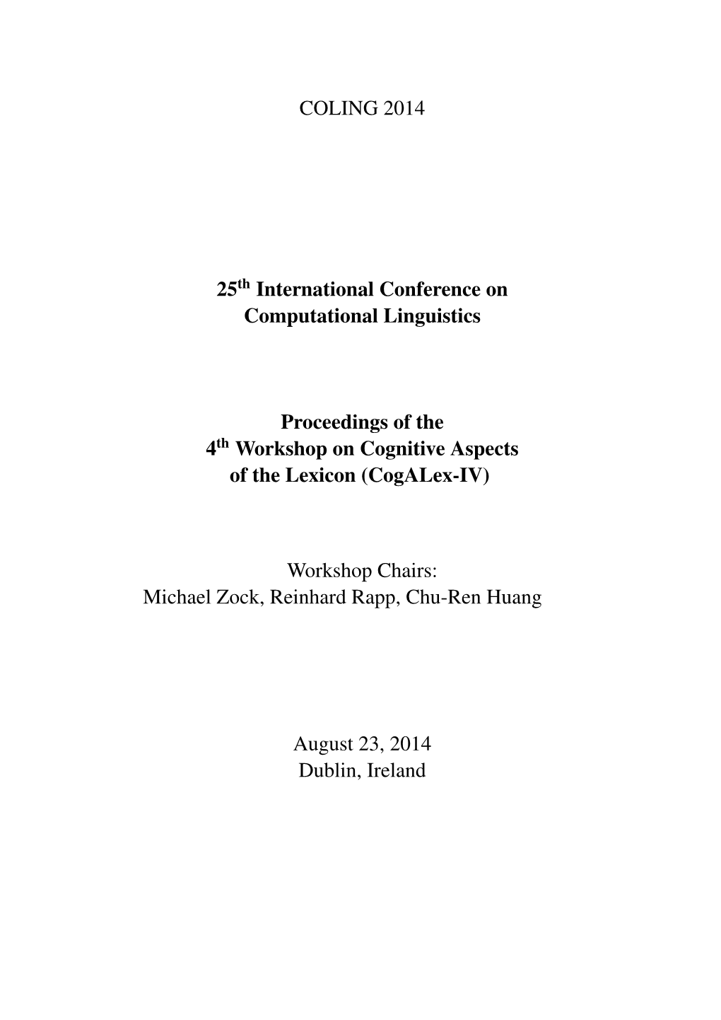 Proceedings of the 25Th International Conference on Computational