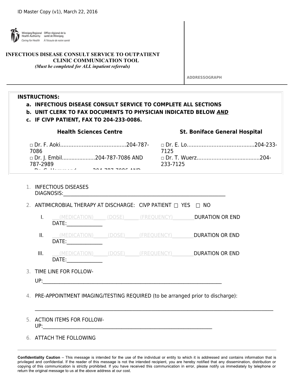 Infectious Disease Consult Service to Complete All Sections