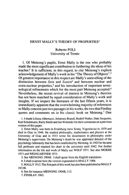 Ernst Mally's Theory of Properties!