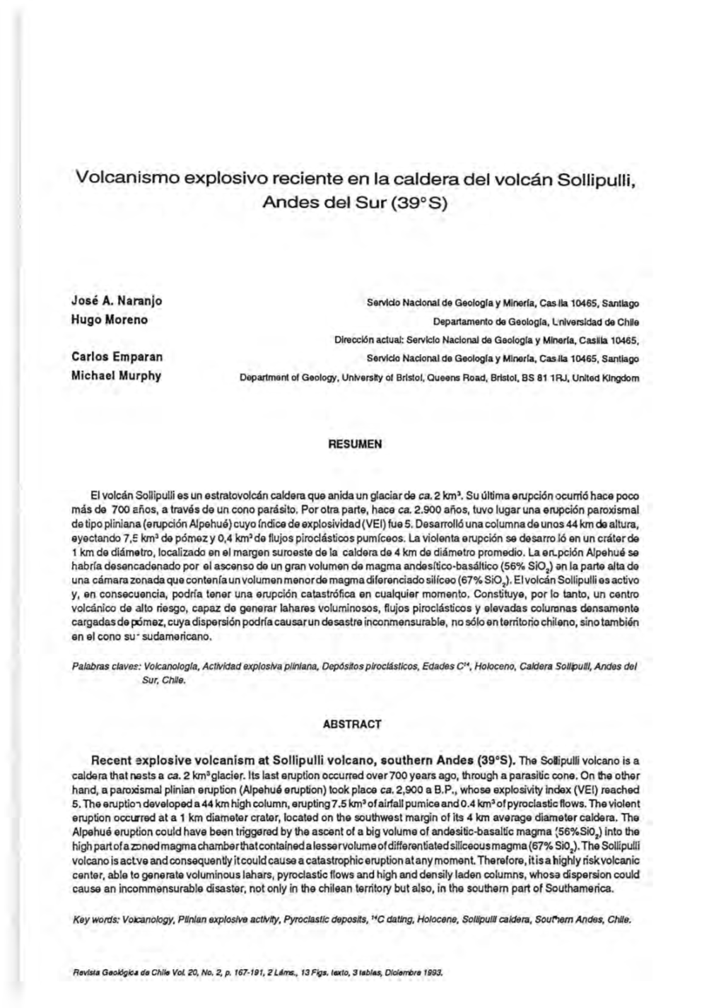 Volcanismo Explosivo Reciente En La Caldera Del Volcán Sollipulli, Andes Del Sur (390 S)