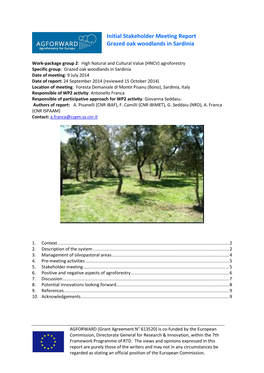 Initial Stakeholder Meeting Report Grazed Oak Woodlands in Sardinia