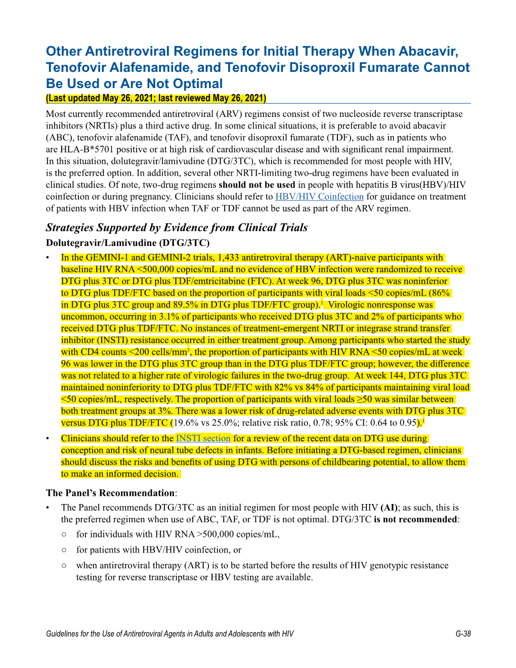 Other Antiretroviral Regimens for Initial Therapy When Abacavir