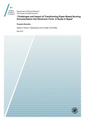 “Challenges and Impact of Transforming Paper-Based Nursing Documentation Into Electronic Form: a Study in Nepal”