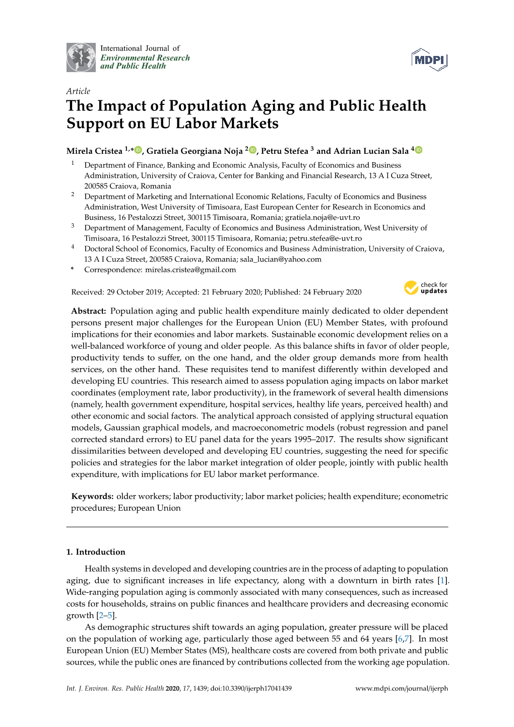 The Impact of Population Aging and Public Health Support on EU Labor Markets