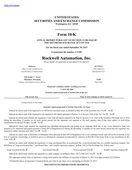 Rockwell Automation, Inc. (Exact Name of Registrant As Specified in Its Charter)