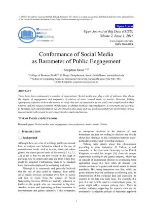 Conformance of Social Media As Barometer of Public Engagement