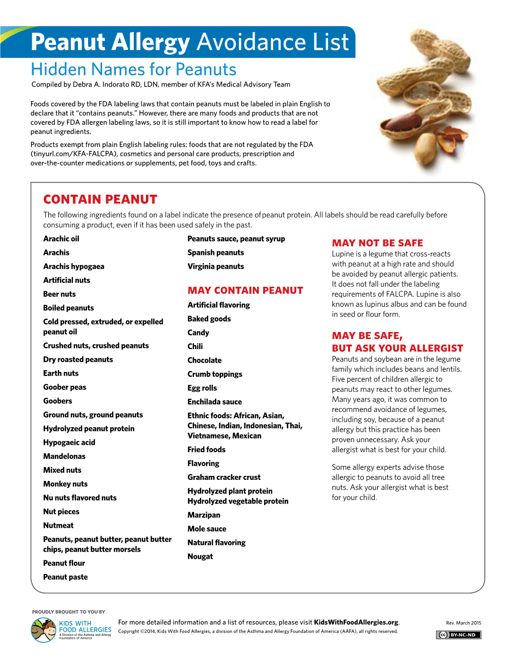 Peanut Allergy Avoidance List Hidden Names for Peanuts Compiled by Debra A