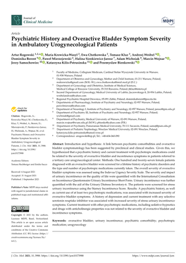 Psychiatric History and Overactive Bladder Symptom Severity in Ambulatory Urogynecological Patients