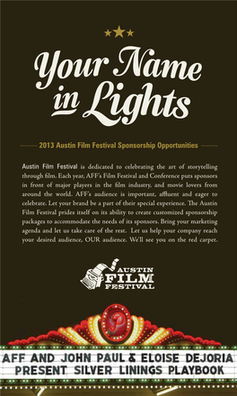2013 Austin Film Festival Sponsorship Opportunities