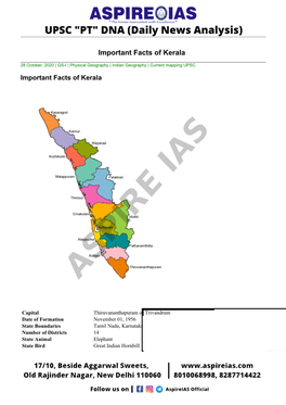 Important Facts of Kerala