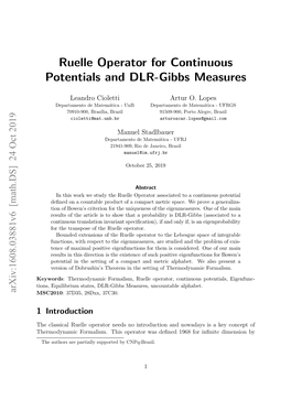 Ruelle Operator for Continuous Potentials and DLR-Gibbs Measures