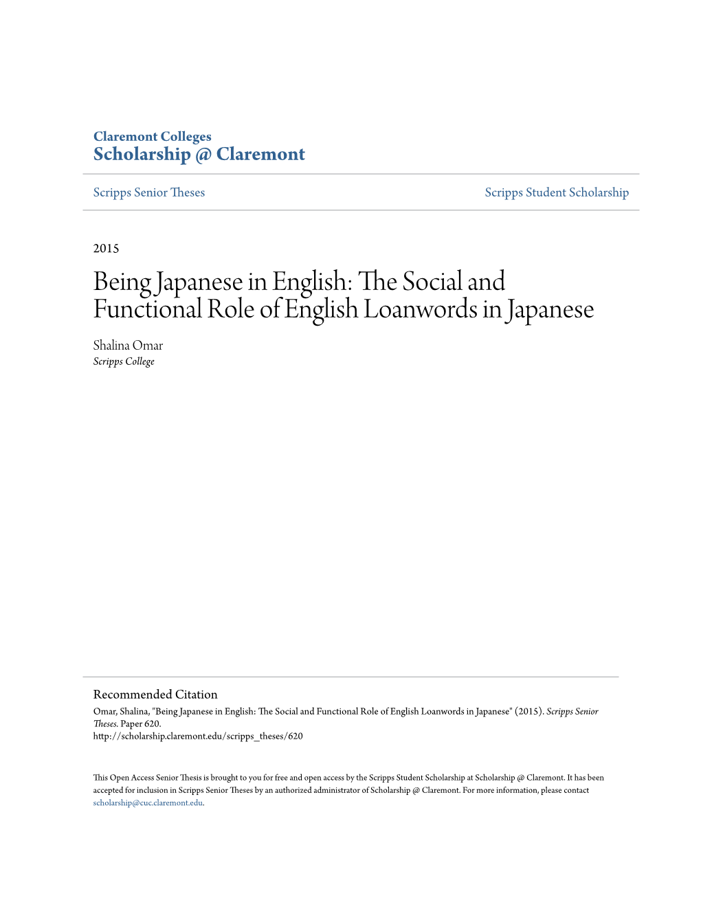 The Social and Functional Role of English Loanwords in Japanese
