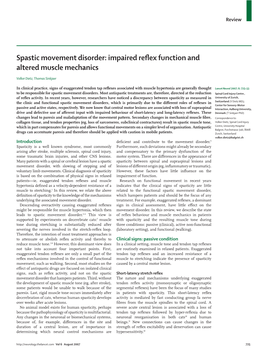 Spastic Movement Disorder: Impaired Reflex Function and Altered Muscle