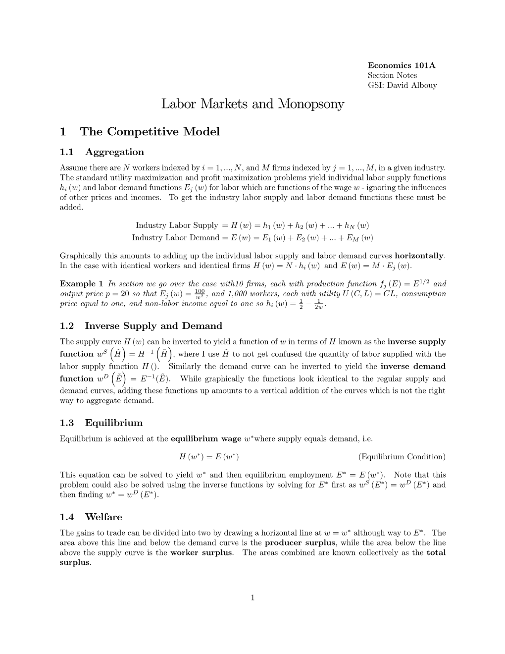 Labor Markets and Monopsony