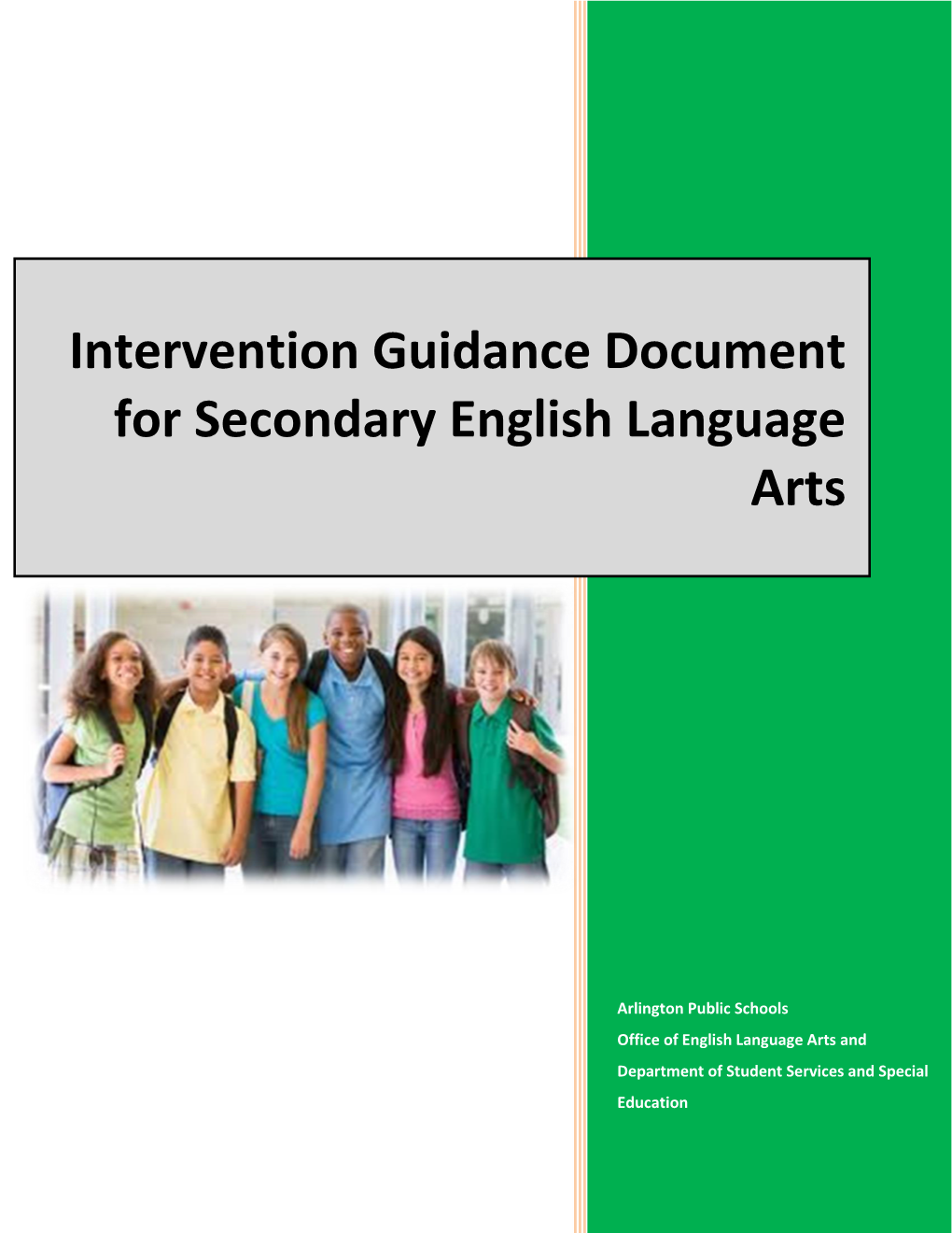 Intervention Guidance Document for Secondary English Language Arts