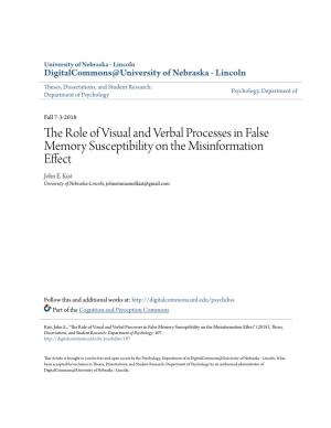 The Role of Visual and Verbal Processes in False Memory Susceptibility on the Misinformation Effect John E