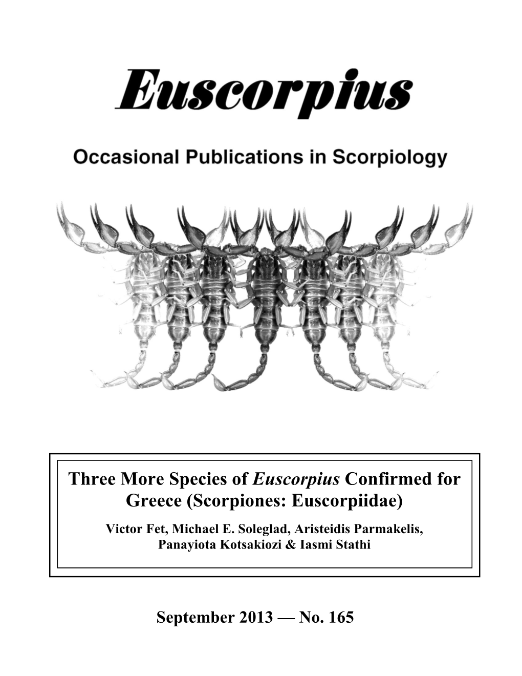 Scorpiones: Euscorpiidae)