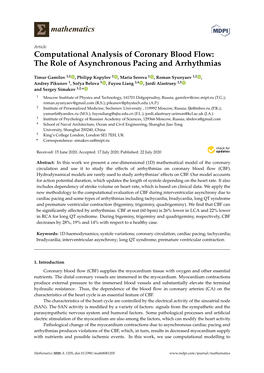 Computational Analysis of Coronary Blood Flow: the Role of Asynchronous Pacing and Arrhythmias