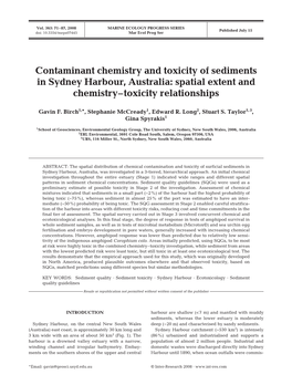 Contaminant Chemistry and Toxicity of Sediments in Sydney Harbour, Australia: Spatial Extent and Chemistry–Toxicity Relationships