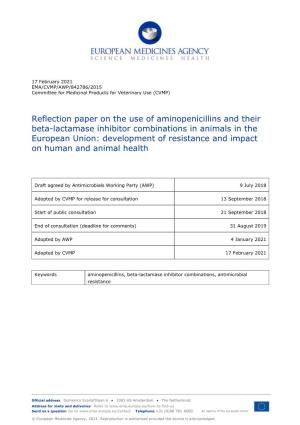 Reflection Paper on the Use of Aminopenicillins and Their