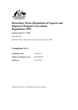 Waigani Convention) Regulations 1999