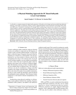 A Physical Modeling Approach for PC Based Softsynth- a Low Cost Solution