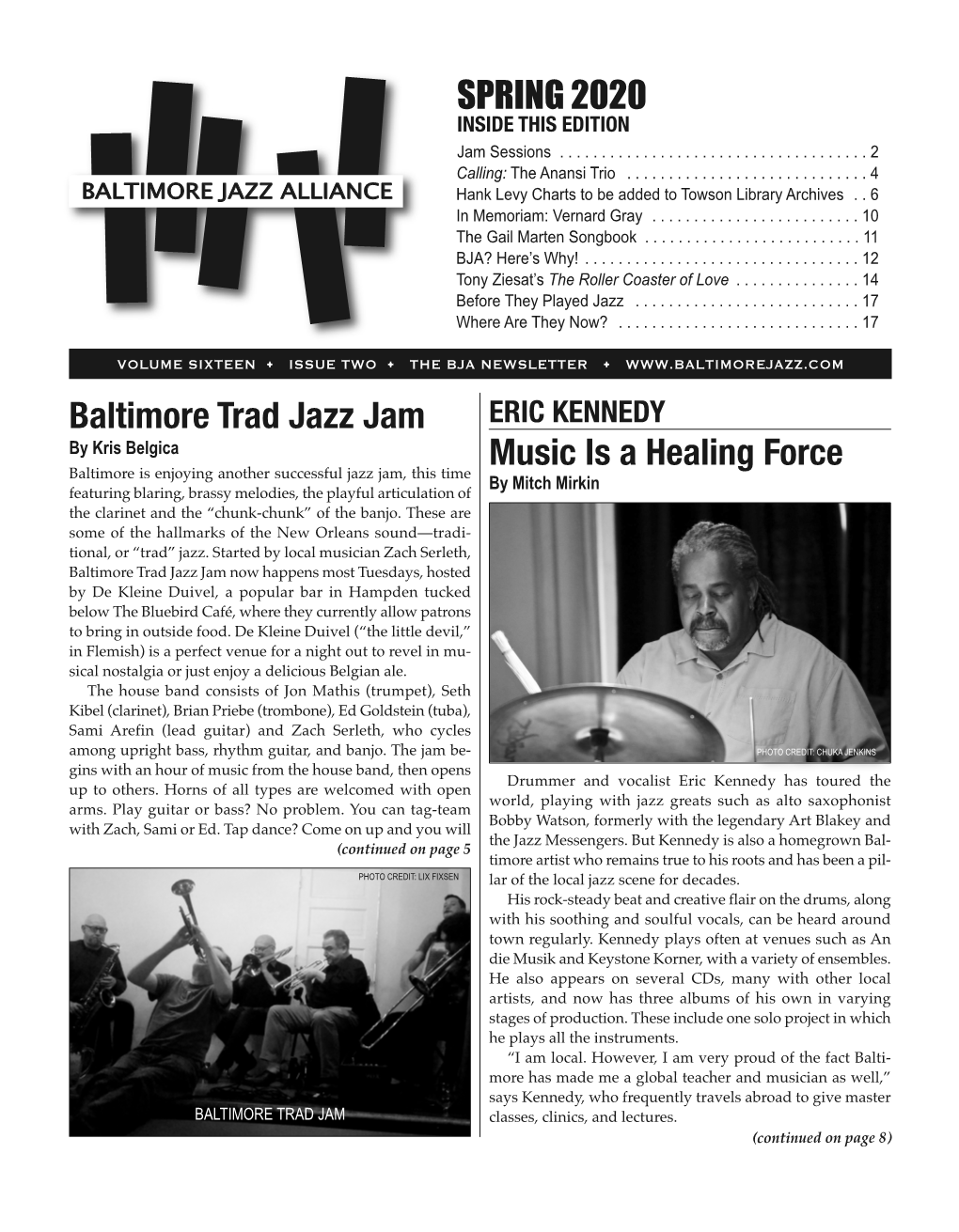 SPRING 2020 Music Is a Healing Force Baltimore Trad Jazz