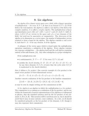 9. Lie Algebras 1