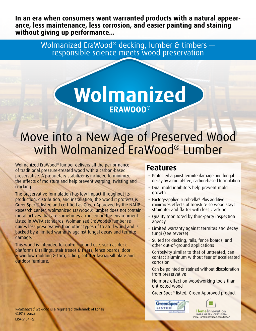 Move Into a New Age of Preserved Wood with Wolmanized Erawood® Lumber