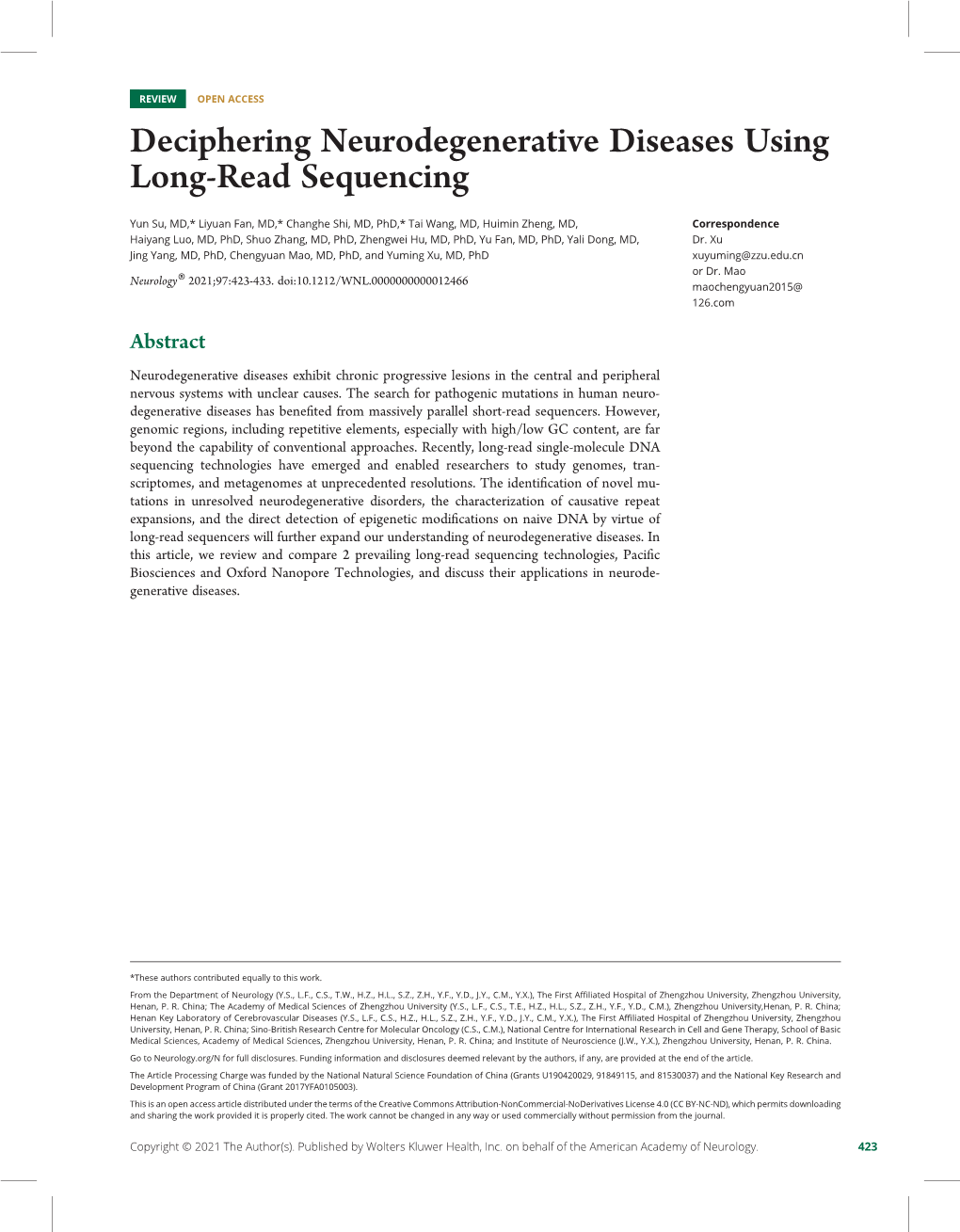 Deciphering Neurodegenerative Diseases Using Long-Read Sequencing