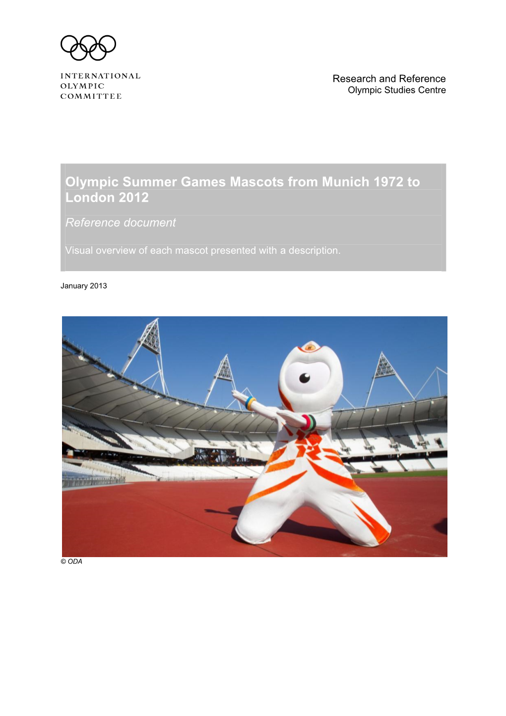 Olympic Summer Games Mascots from Munich 1972 to London 2012