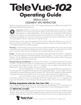 Tele Vue--102 Operating Guide.Pdf