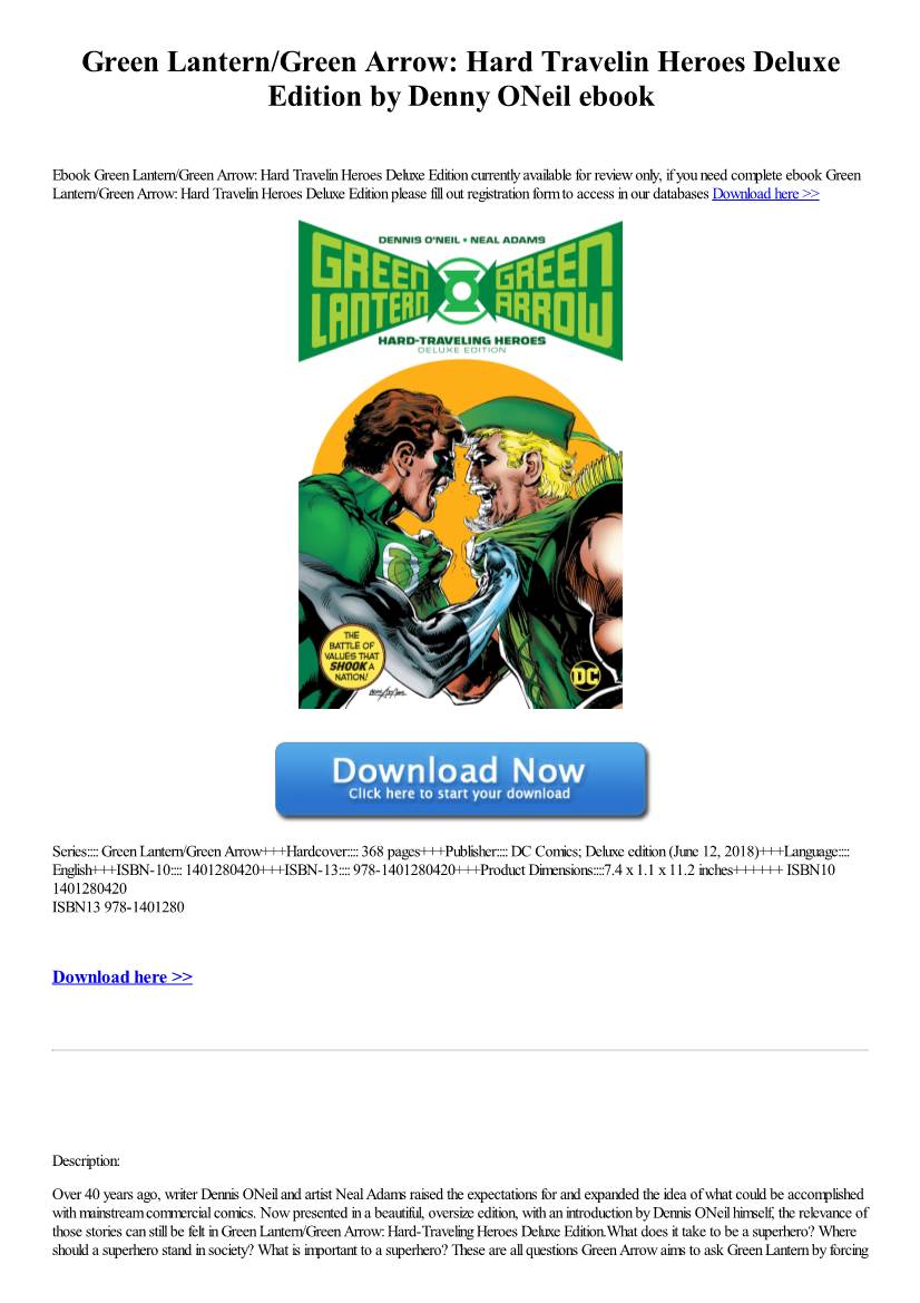 Green Lantern/Green Arrow: Hard Travelin Heroes Deluxe Edition by Denny Oneil Ebook
