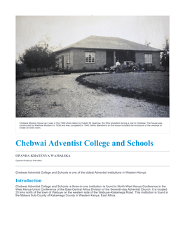 Chebwai Adventist College and Schools