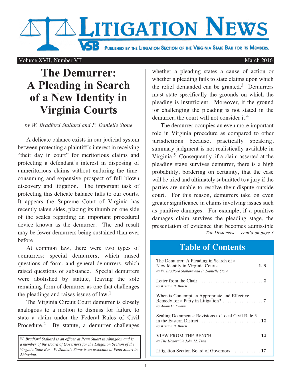 The Demurrer: a Pleading in Search of a New Identity in Virginia Courts