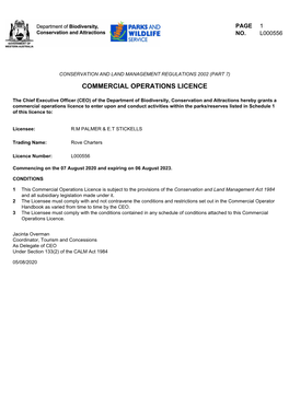 Commercial Operations Licence