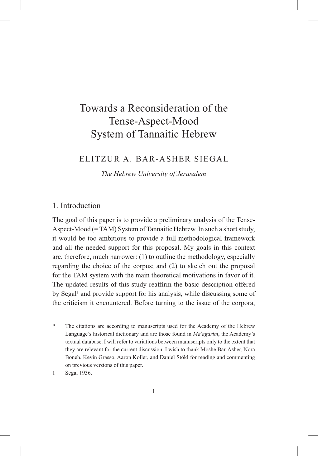 Towards a Reconsideration of the Tense-Aspect-Mood System of Tannaitic Hebrew