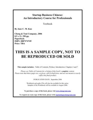 This Is a Sample Copy, Not to Be Reproduced Or Sold