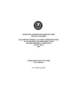 ELECTRONIC FEDERAL AVIATION ADMINISTRATION ACCELERATED and SIMPLIFIED TASKS MASTER ORDERING AGREEMENT (Efast MOA) 2017