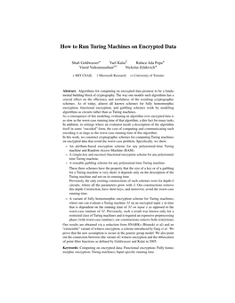 How to Run Turing Machines on Encrypted Data