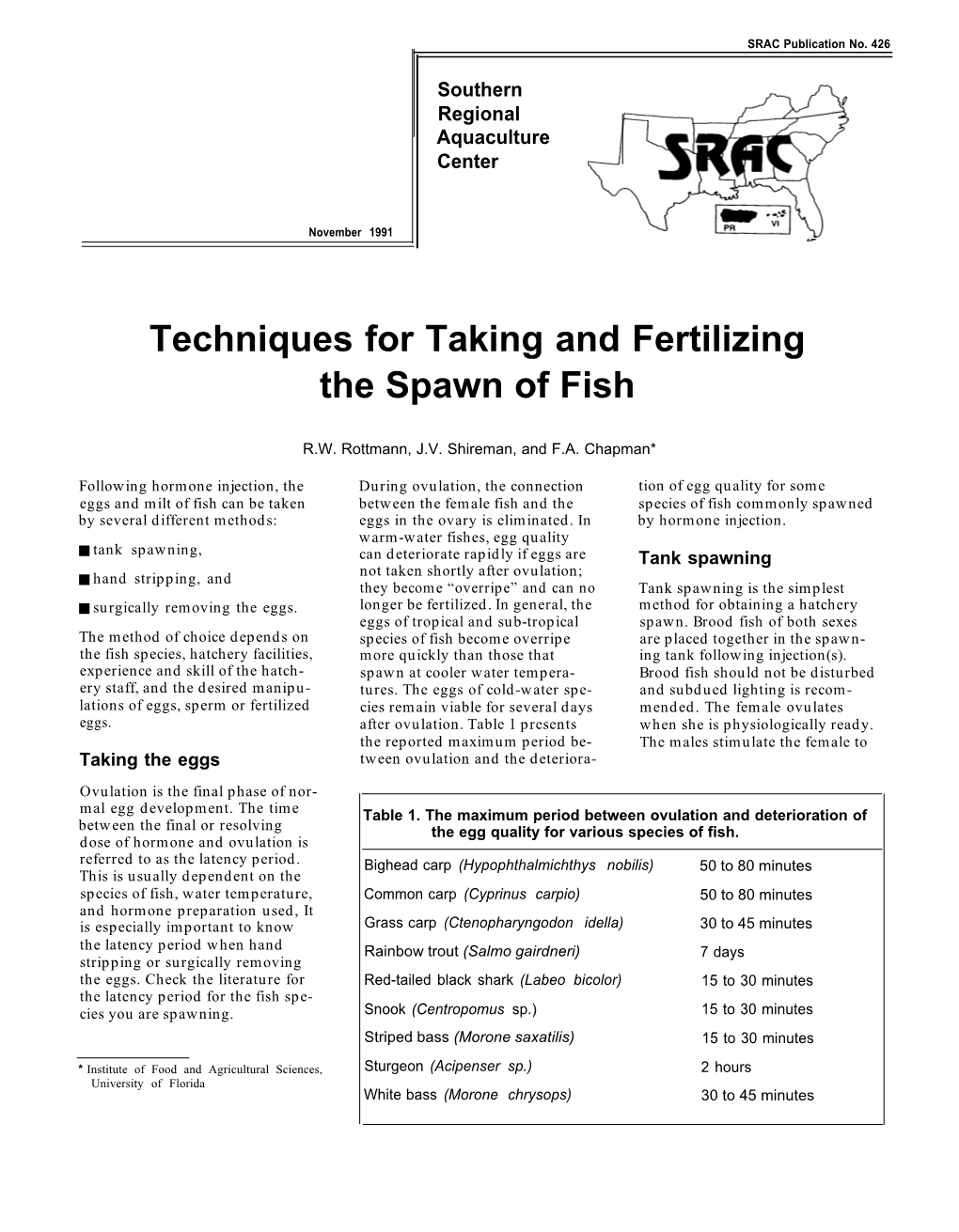 Techniques for Taking and Fertilizing the Spawn of Fish