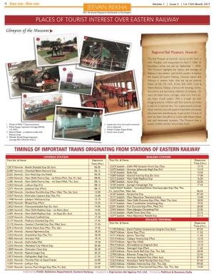 JEEVAN REKHA ER's On-Board Magazine Dedicated to Passengers PLACES of TOURIST INTEREST OVER EASTERN RAILWAY