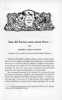 Juan Del Encina Como Poeta Lírico (1)