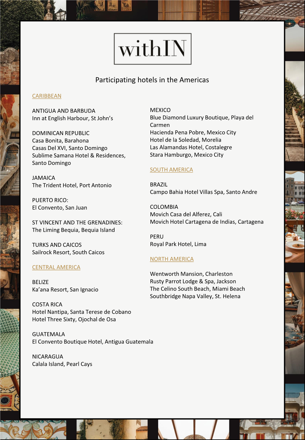 Participating Hotels in the Americas