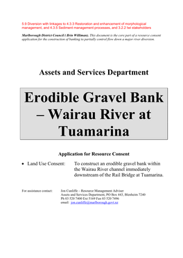 Erodible Gravel Bank – Wairau River at Tuamarina
